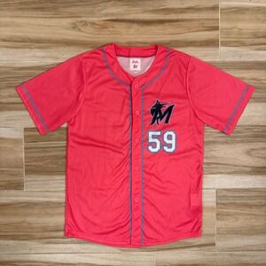 VTG‎ Style Miami Marlins Barbie Night Jersey Pink Teal Logo Size M SGA 1959